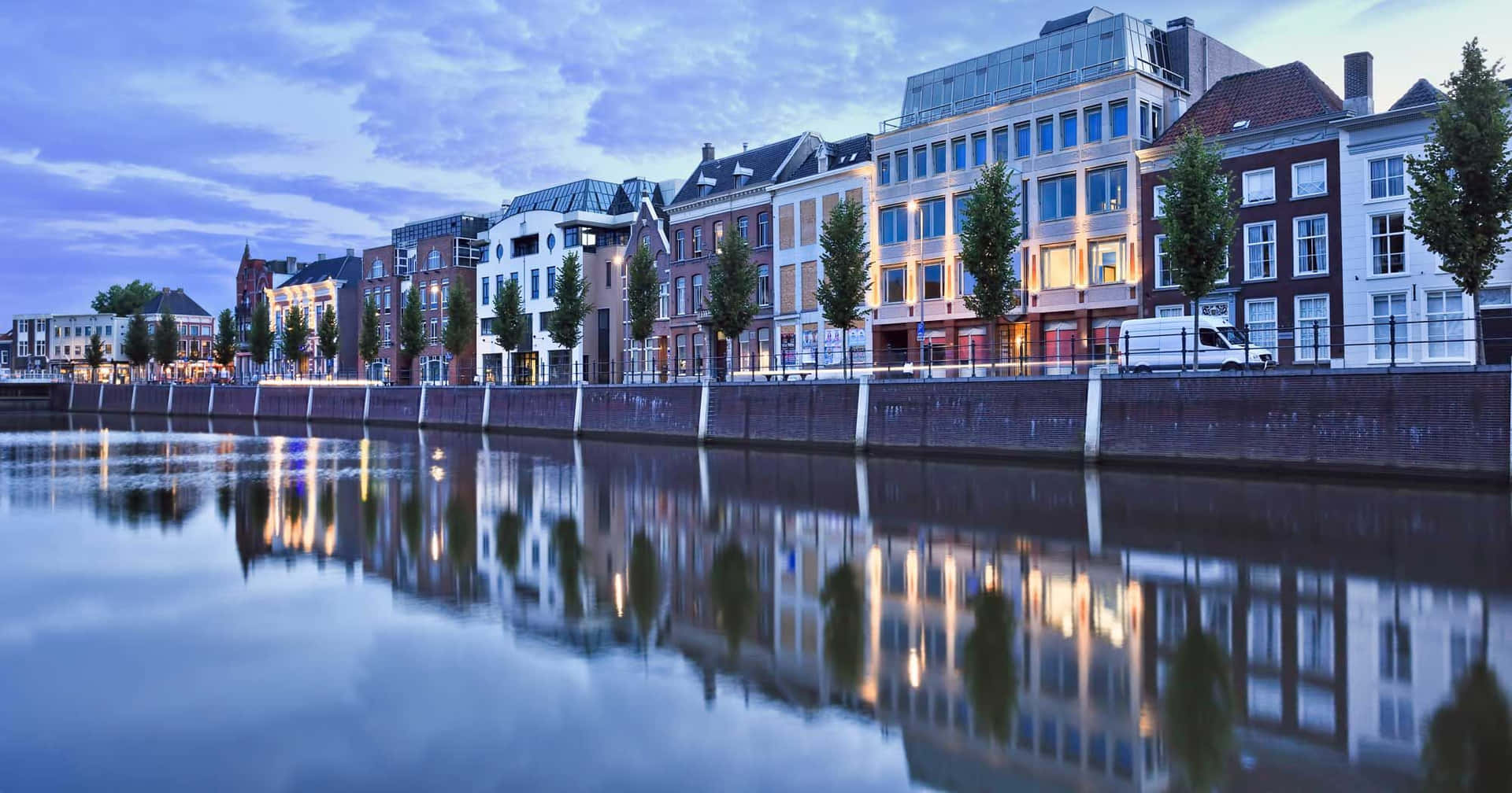 Breda Netherlands Riverfront Evening View Wallpaper