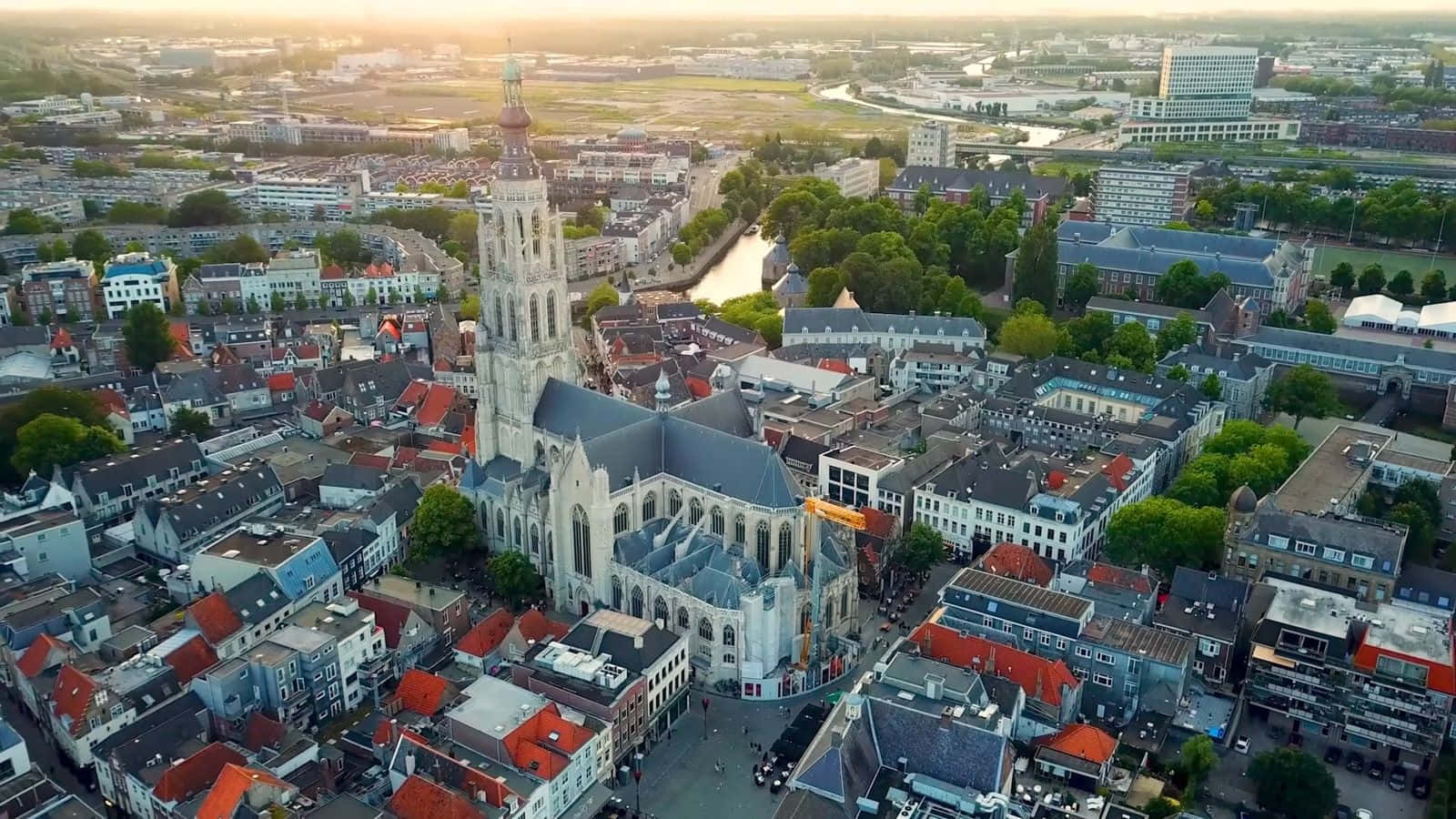 Download Breda Skyline Aerial View Wallpaper | Wallpapers.com