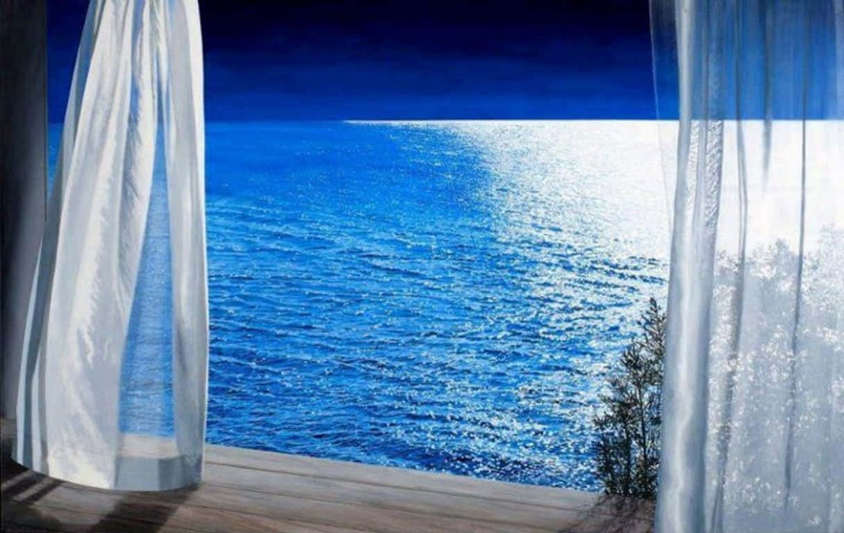 A calming breeze over a peaceful lake Wallpaper