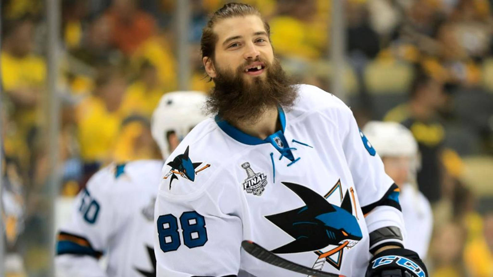 Brent Burns Flaunting His Famous Toothless Grin Wallpaper