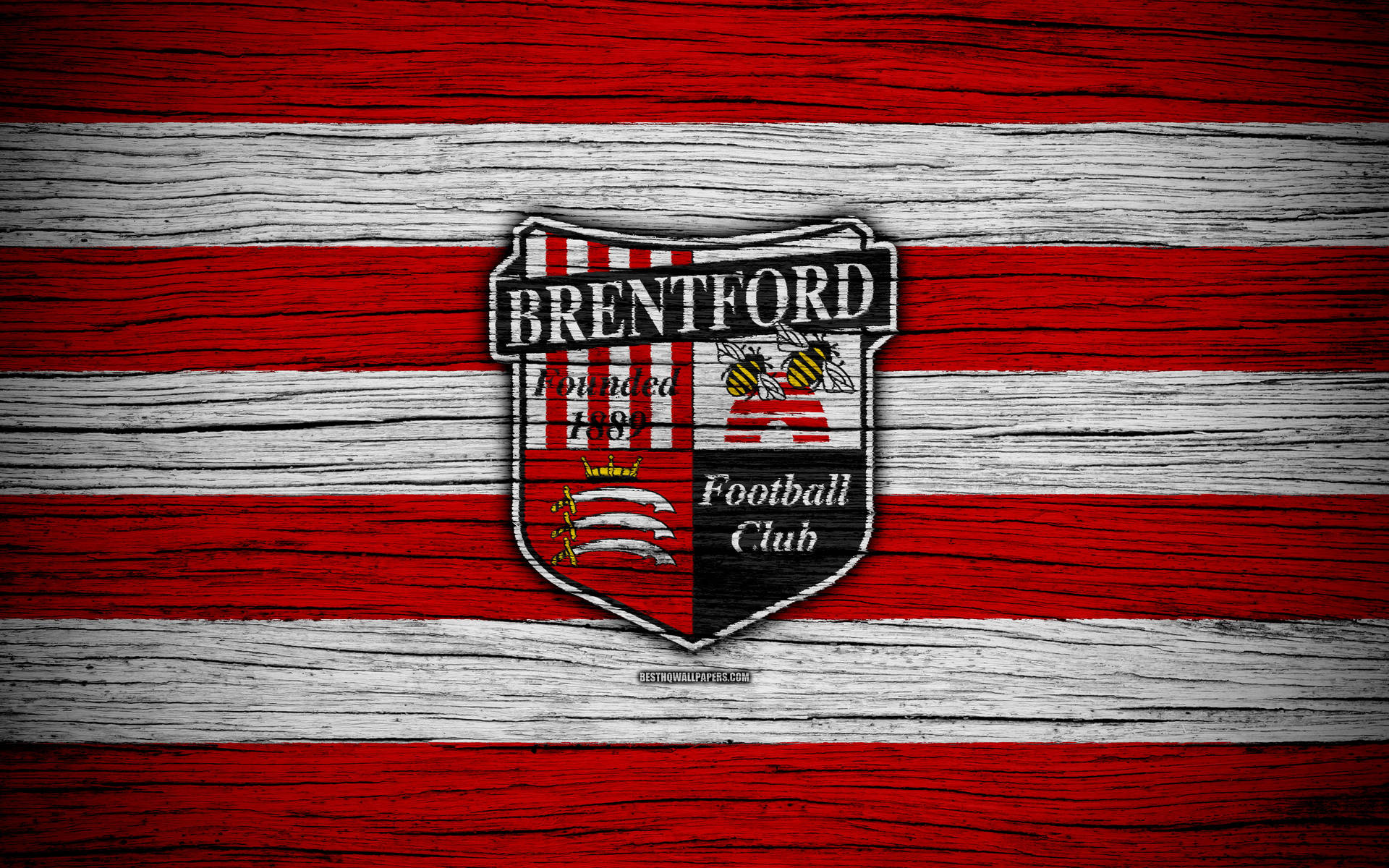 Brentford FC Club Logo On Wood Wallpaper