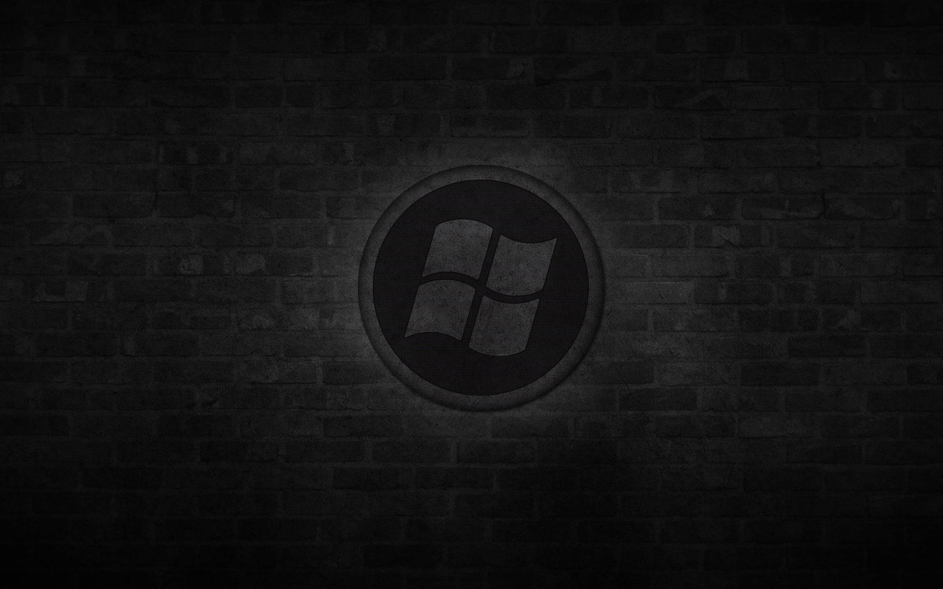 Brick Dark Wall With Windows Logo Wallpaper