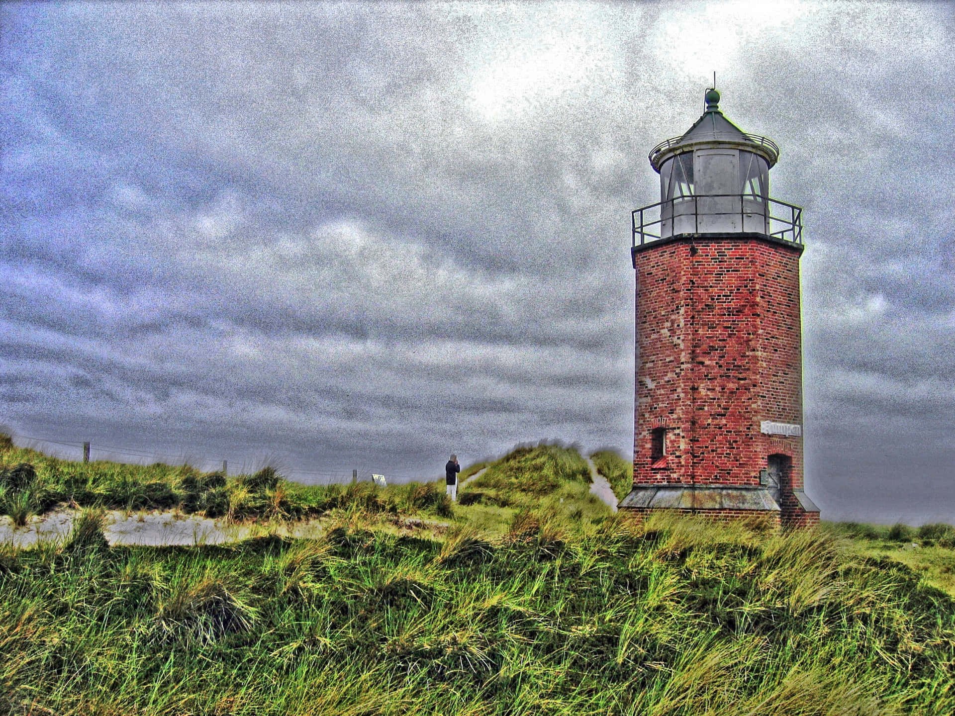 Brick Lighthouse Stormy Sky Wallpaper