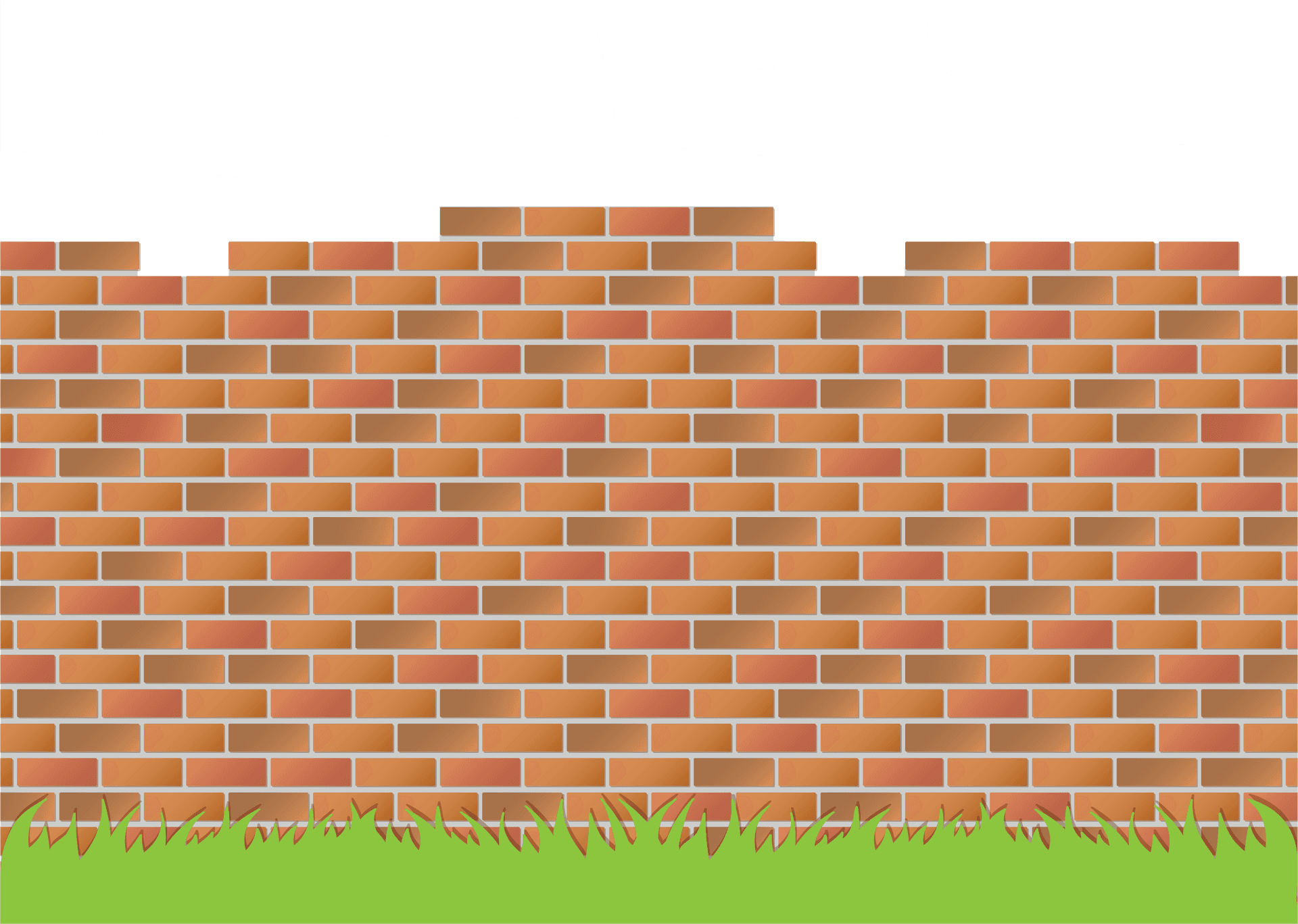 Brick Wall Cloudy Sky Vector PNG