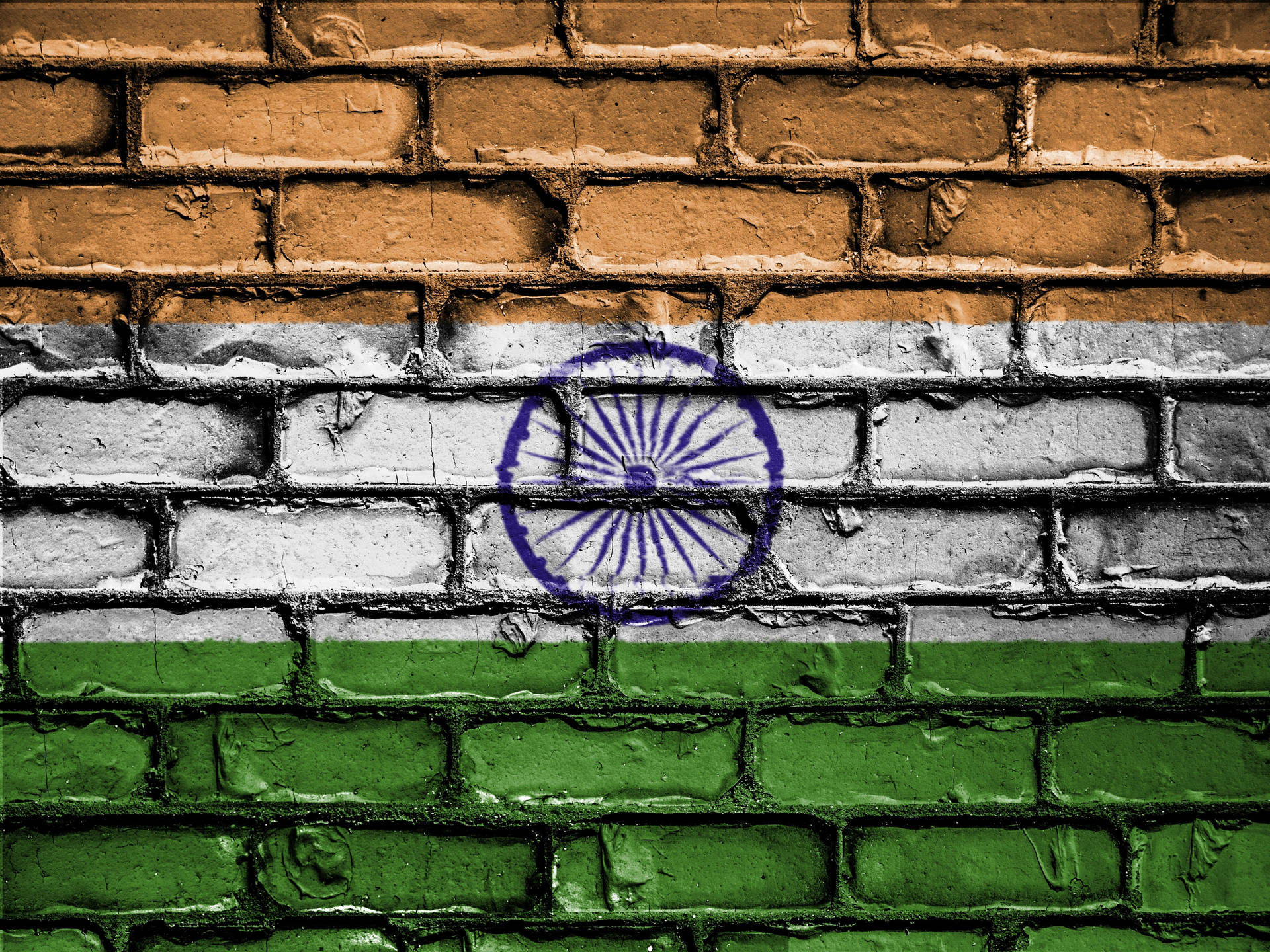 Brick Wall Indian Flag 4k Background