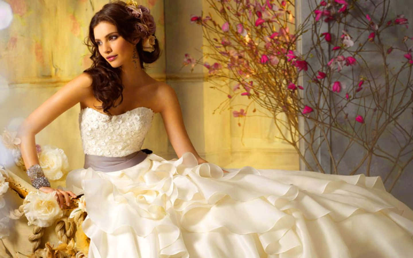Elegant Bride in a Beautiful White Gown