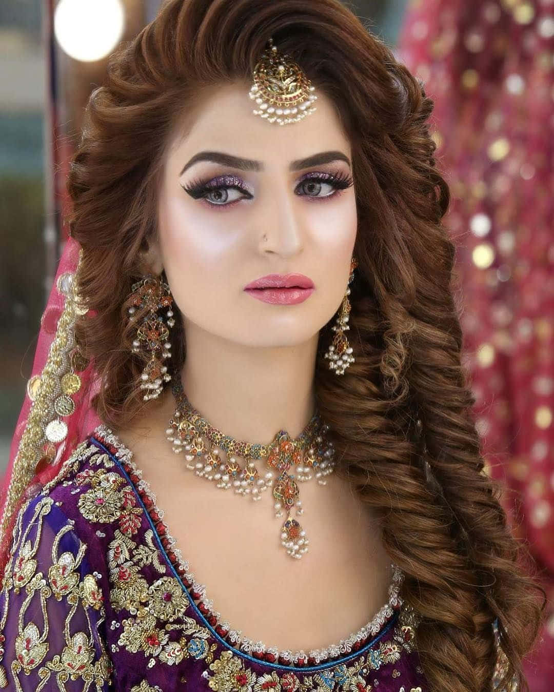 Pakistani Bride In A Purple Bridal Dress