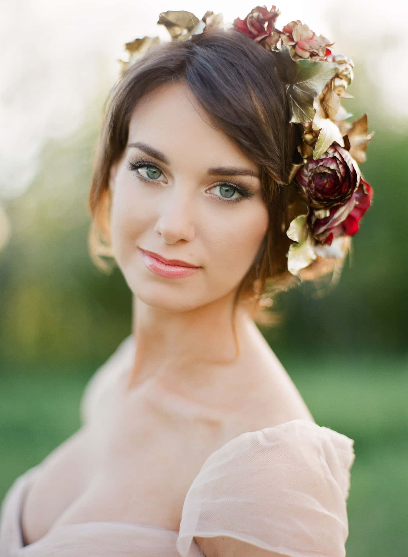 A Beautiful Woman Wearing A Flower Crown