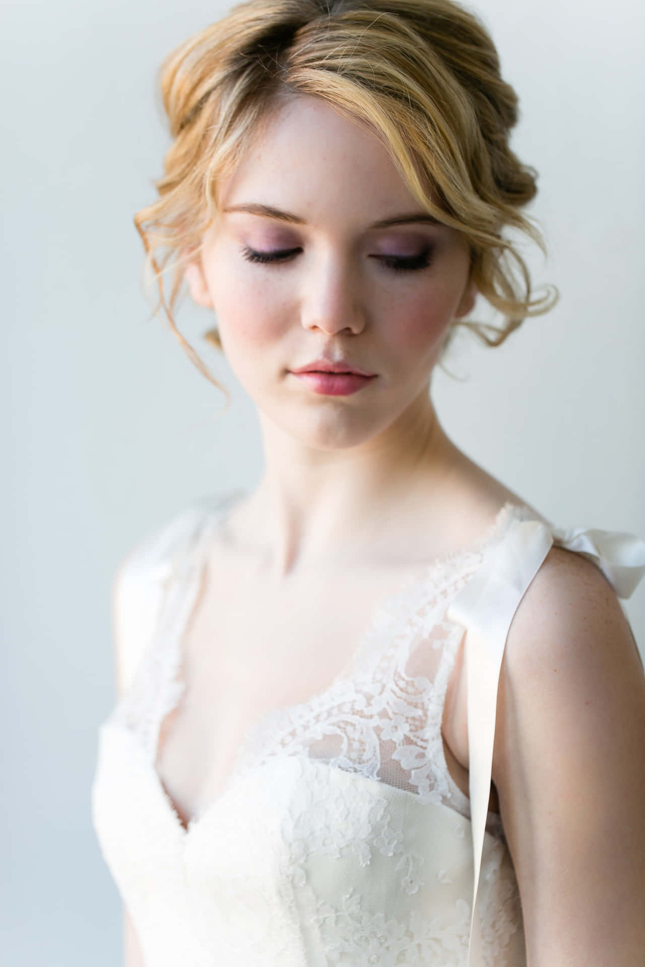 A Beautiful Bride In A White Wedding Dress