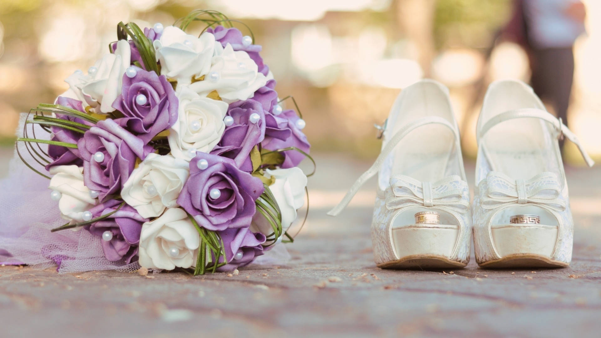 Bridal Shoes And Bouquet Wallpaper