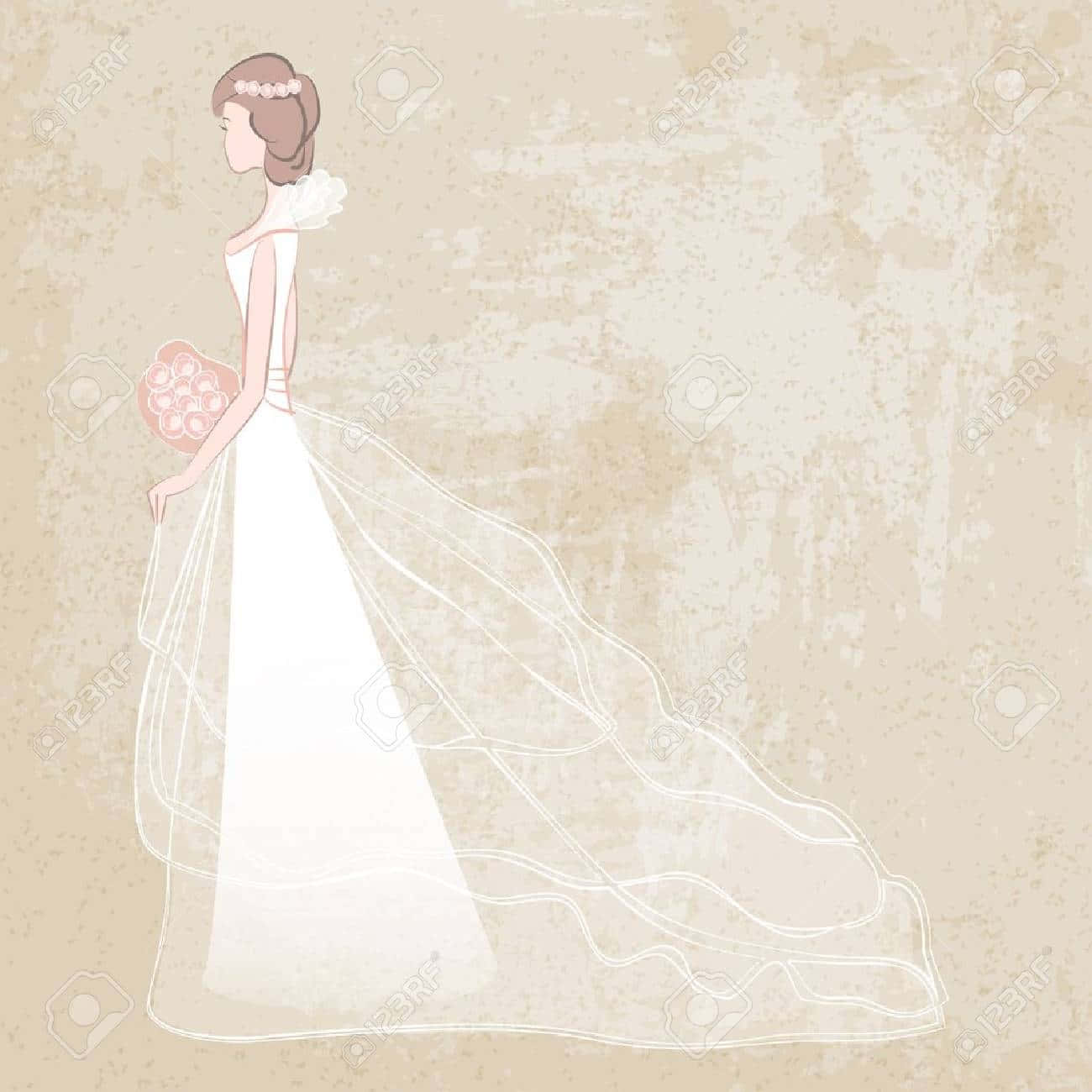 A Bride In A Wedding Dress On A Grungy Background Stock Vector - 74