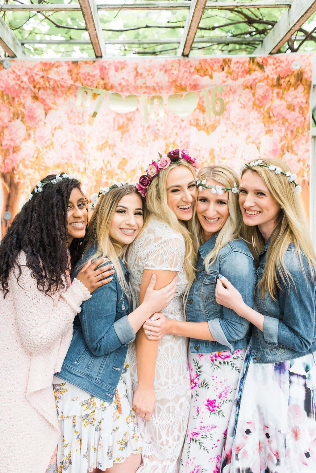 Bride With Four Bridesmaids Bridal Shower Picture