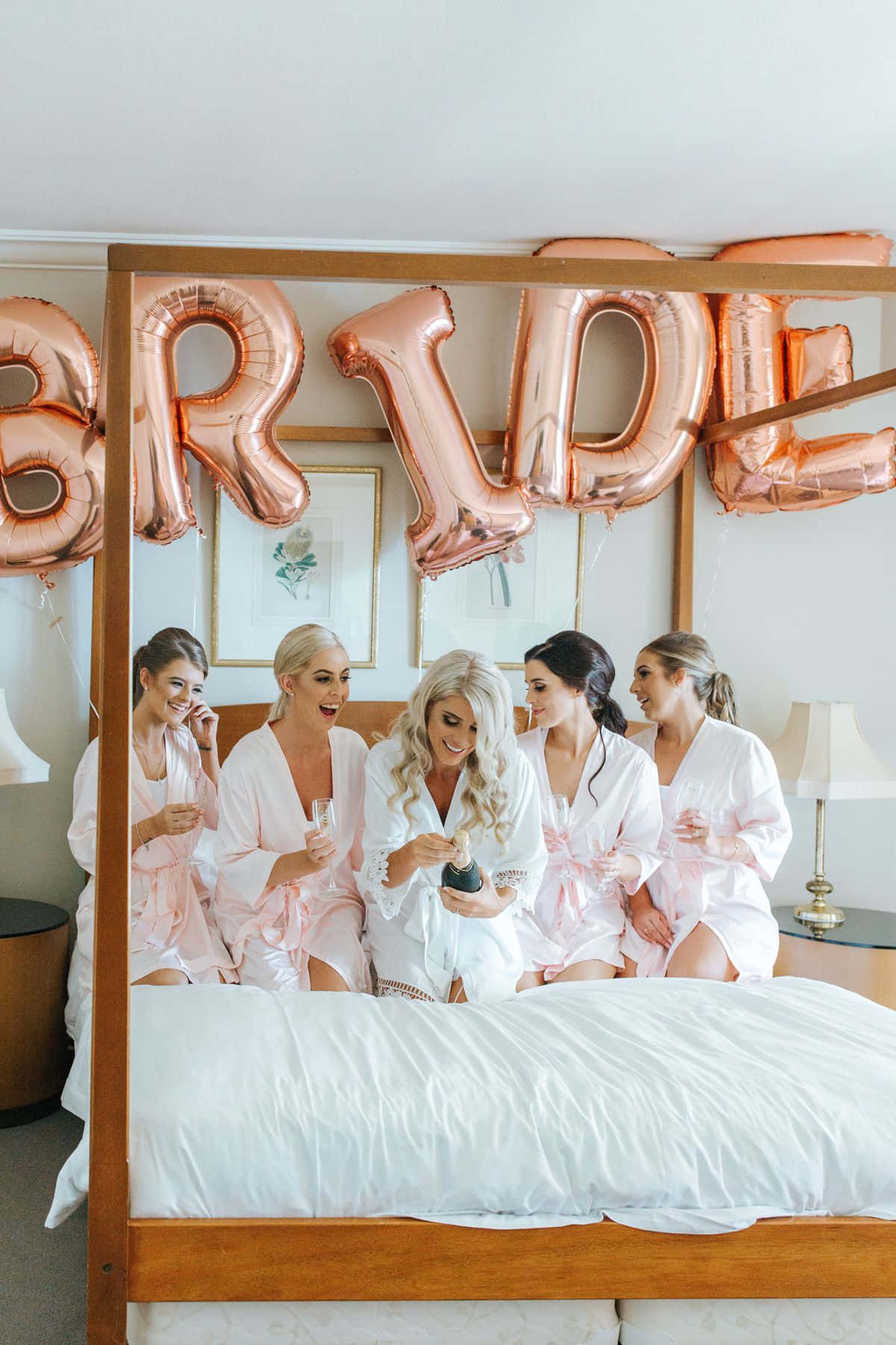 Bridesmaids Sitting On Bed Bridal Shower Picture