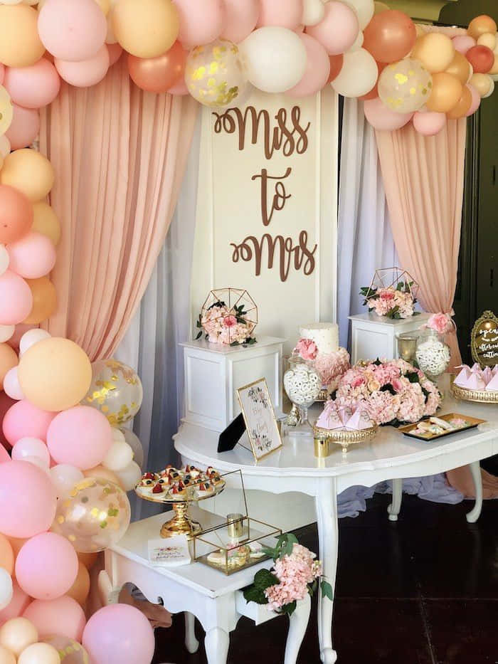 Pink And Gold Balloons Bridal Shower Picture