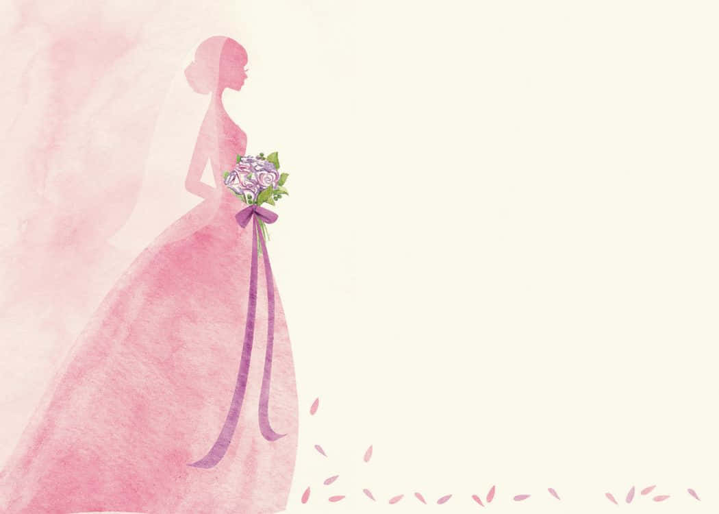 Watercolor Bride In Pink Dress Bridal Shower Picture