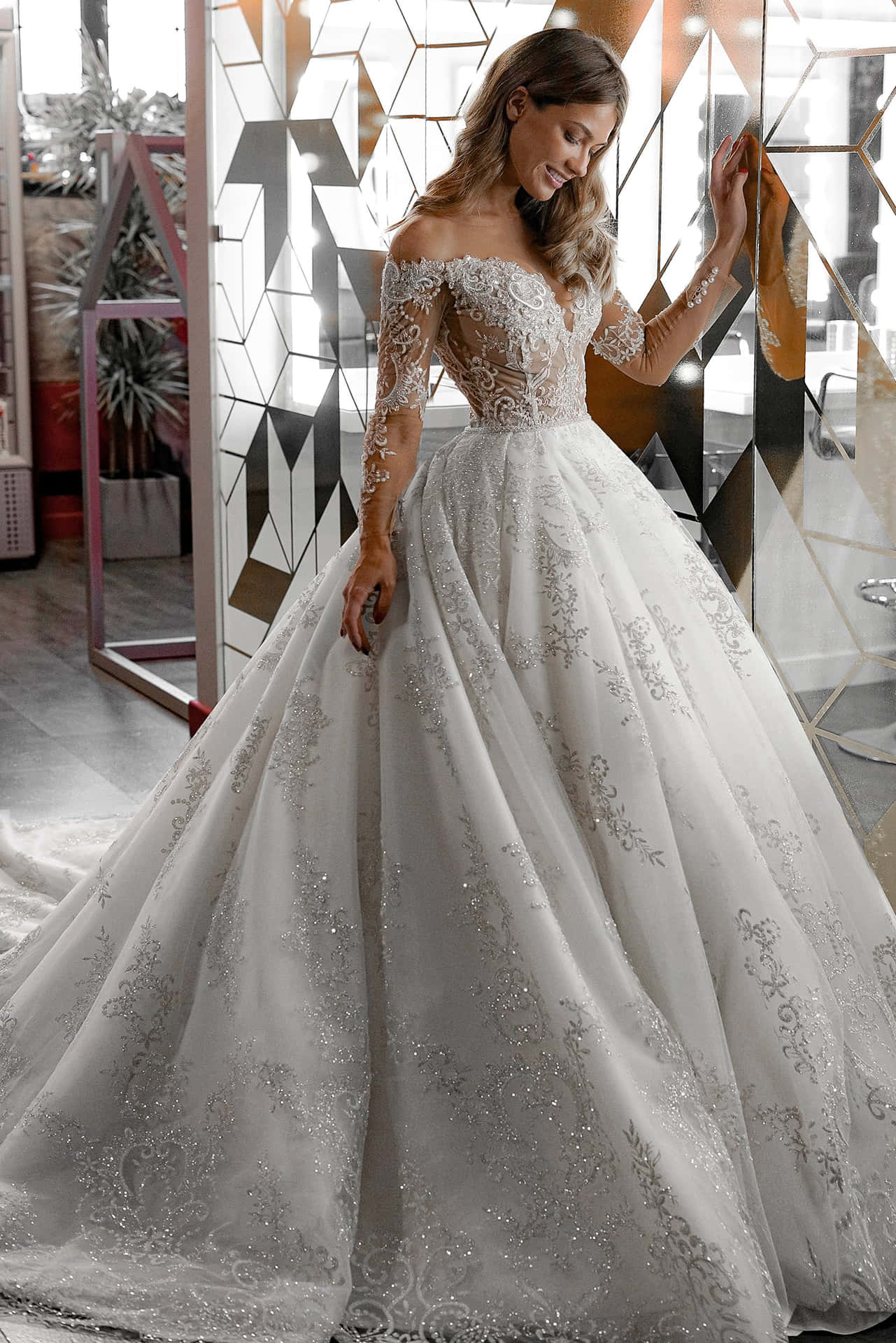 A Bride in her Dream Dress Wallpaper