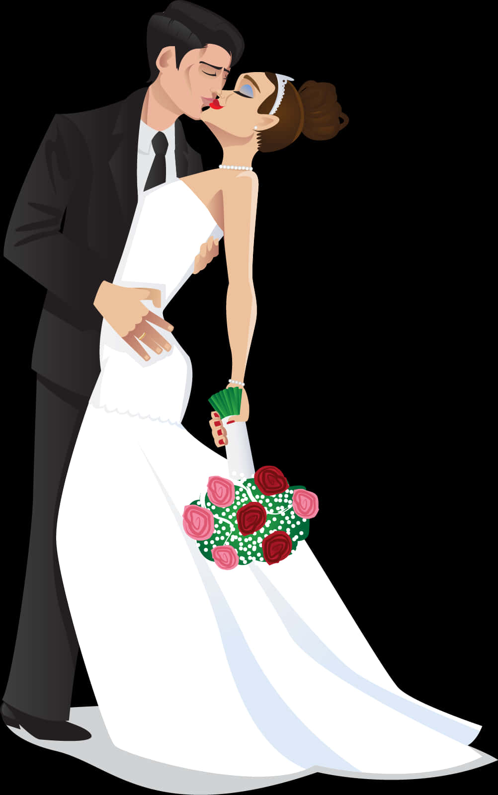 Bride_and_ Groom_ Kissing_ Clipart PNG