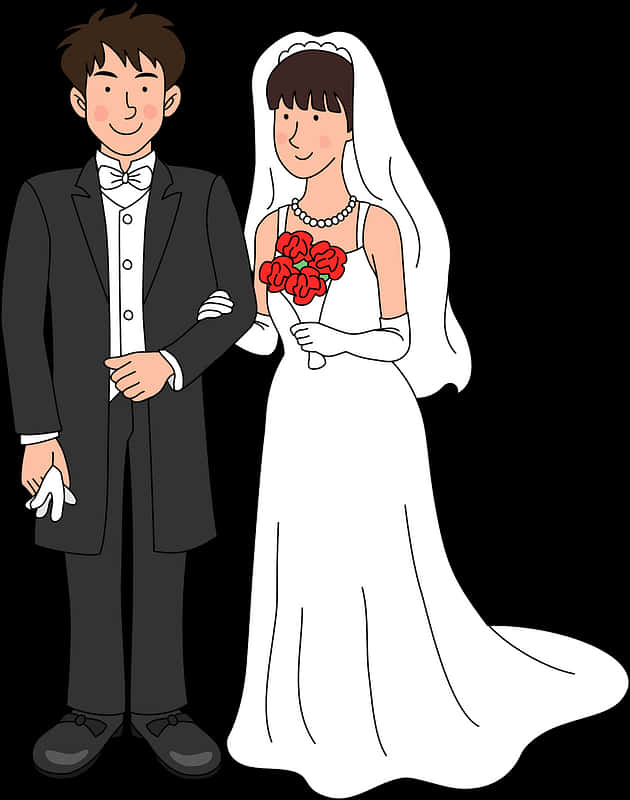 Brideand Groom Cartoon PNG