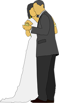 Brideand Groom Embrace Silhouette PNG