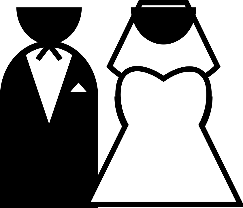 Brideand Groom Silhouette Clipart PNG