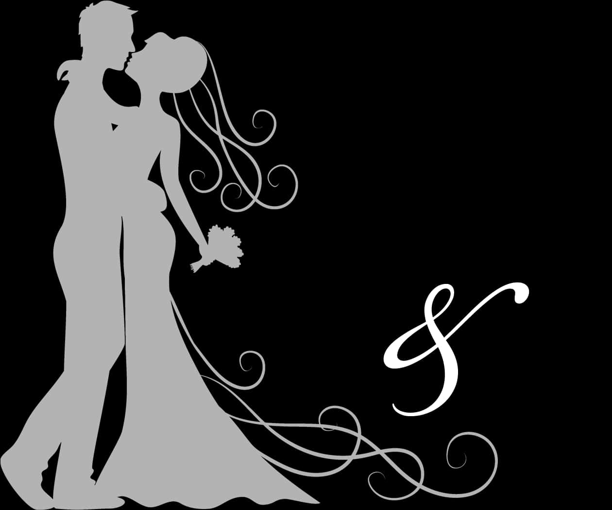 Brideand Groom Silhouette PNG