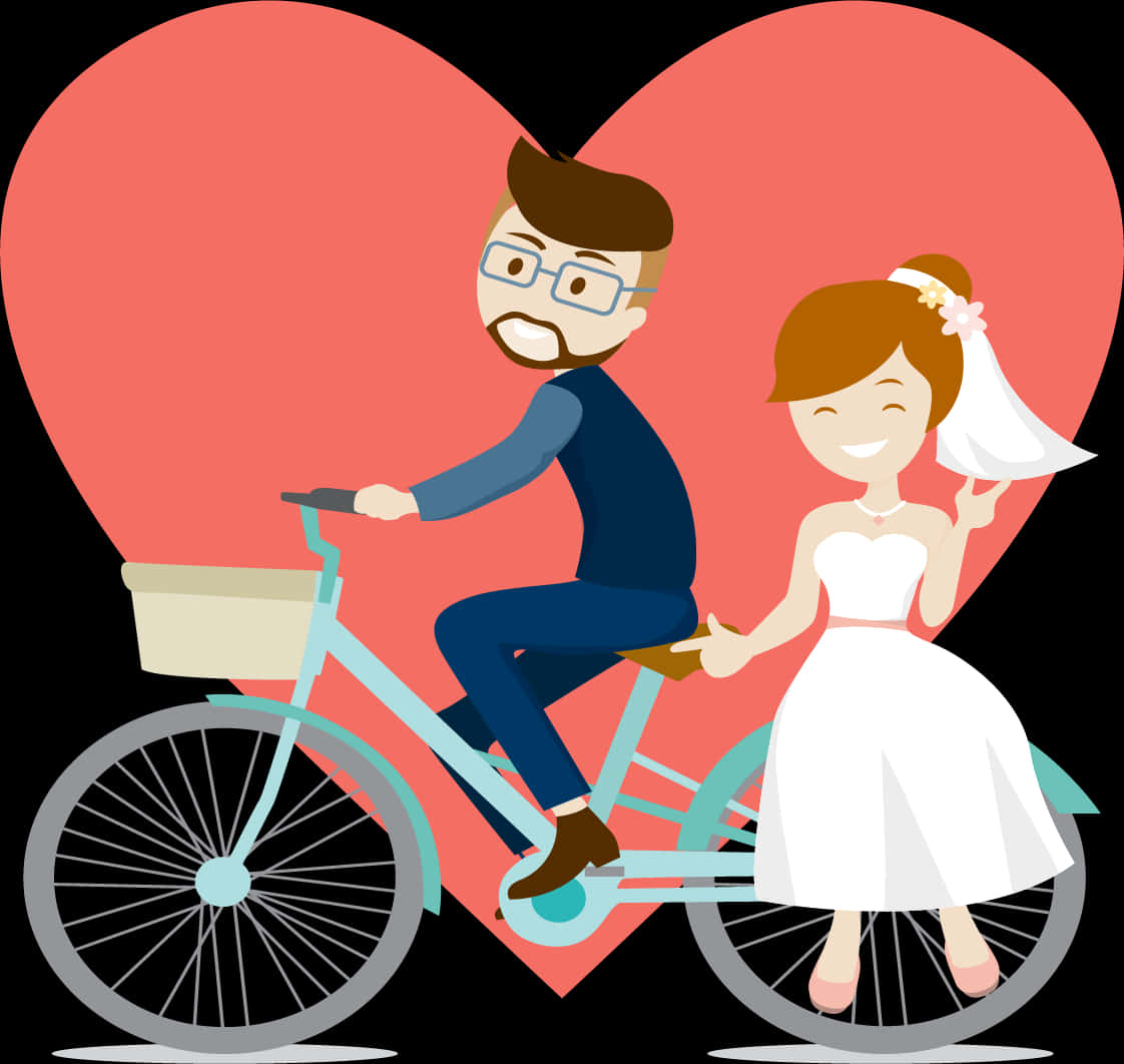 Brideand Groomon Bicycle Clipart PNG