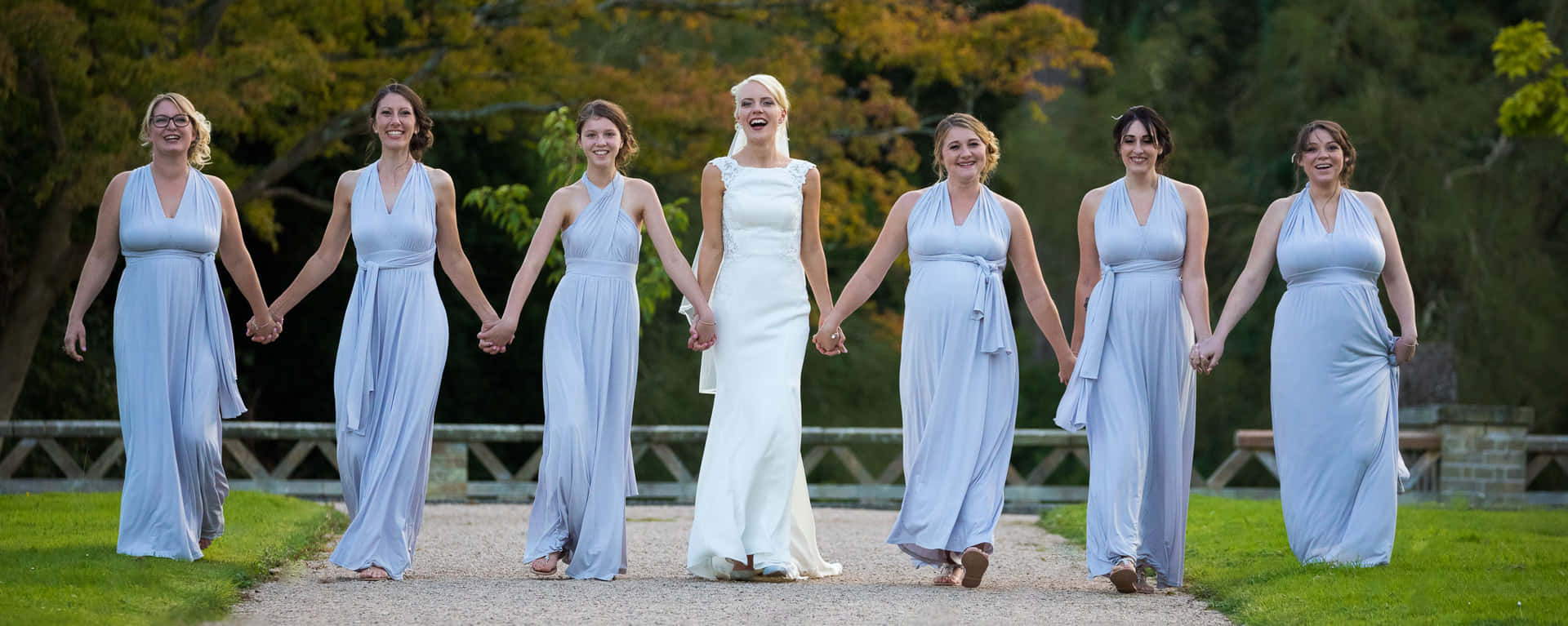 Bride Bridesmaids Pastel Blue Dresses Picture