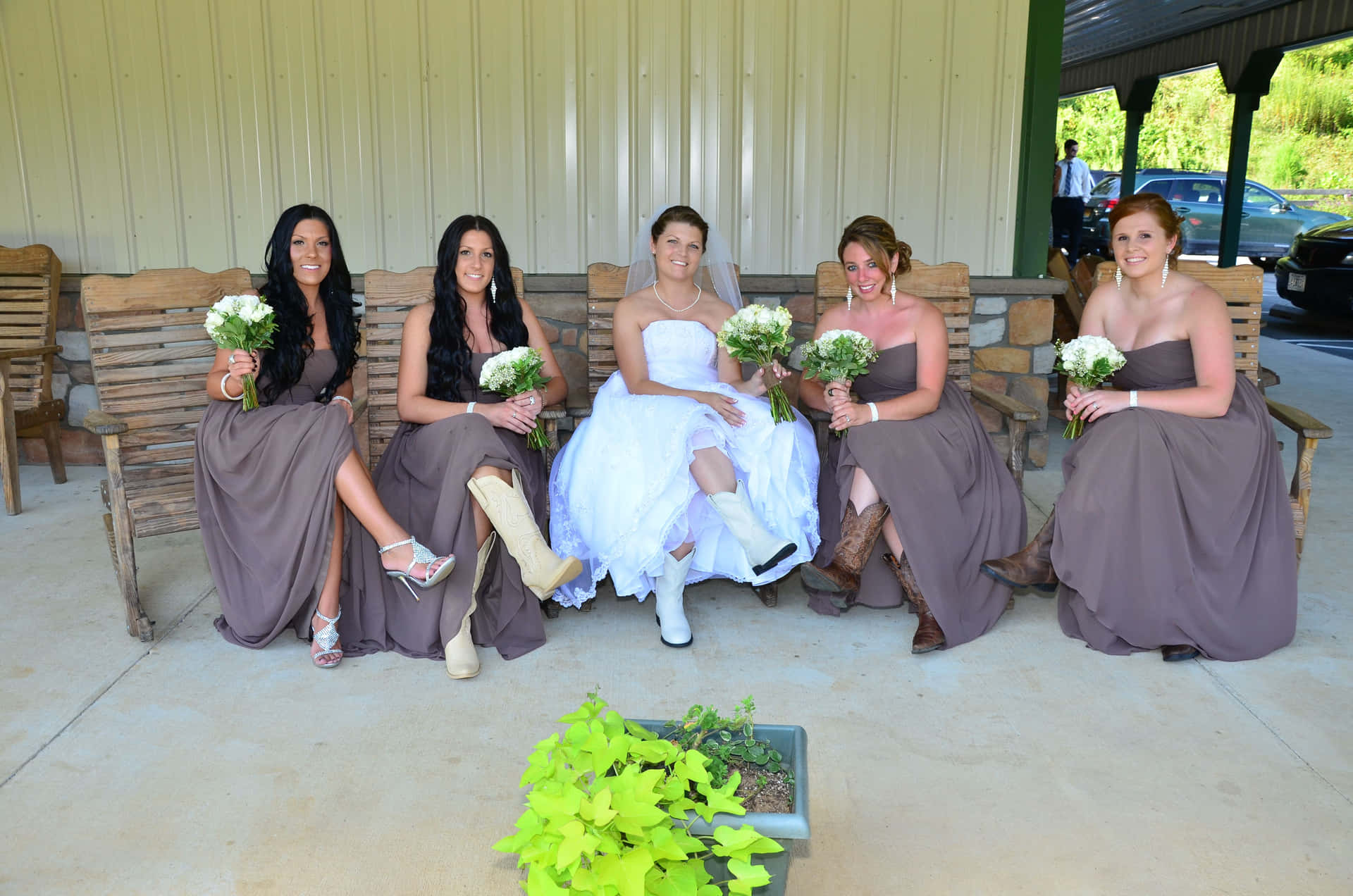 Bride With Bridesmaids Sitting Picture