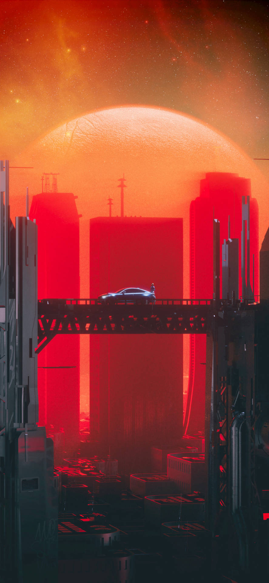Bridge At Sunset Cyberpunk Iphone X Wallpaper