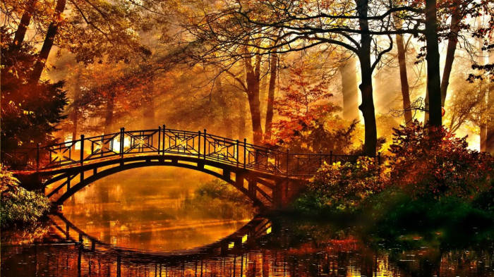 Bridge Over Water Fall Halloween Wallpaper