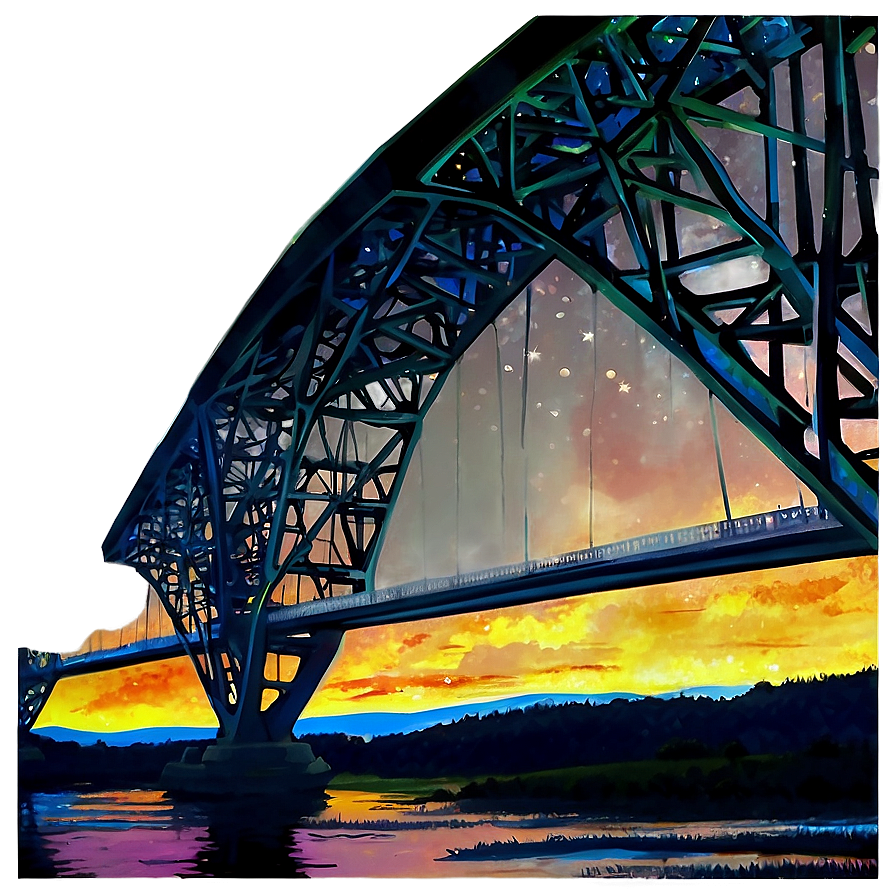 Bridge Under Starry Night Png 05242024 PNG