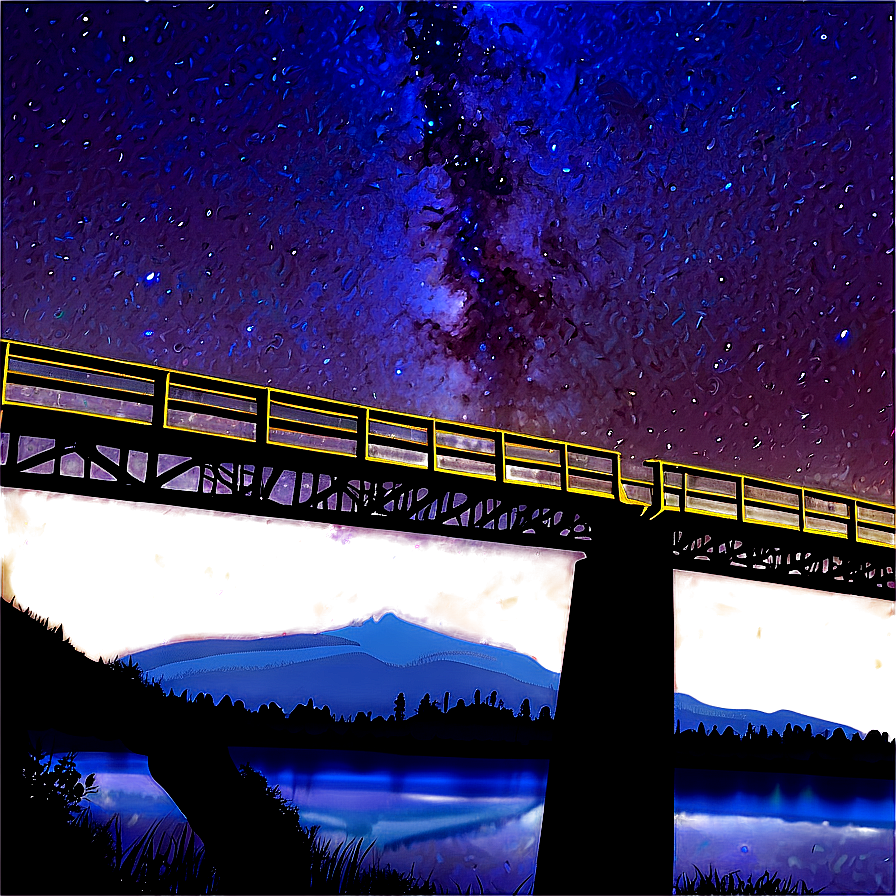 Bridge Under Starry Night Png Jpx PNG