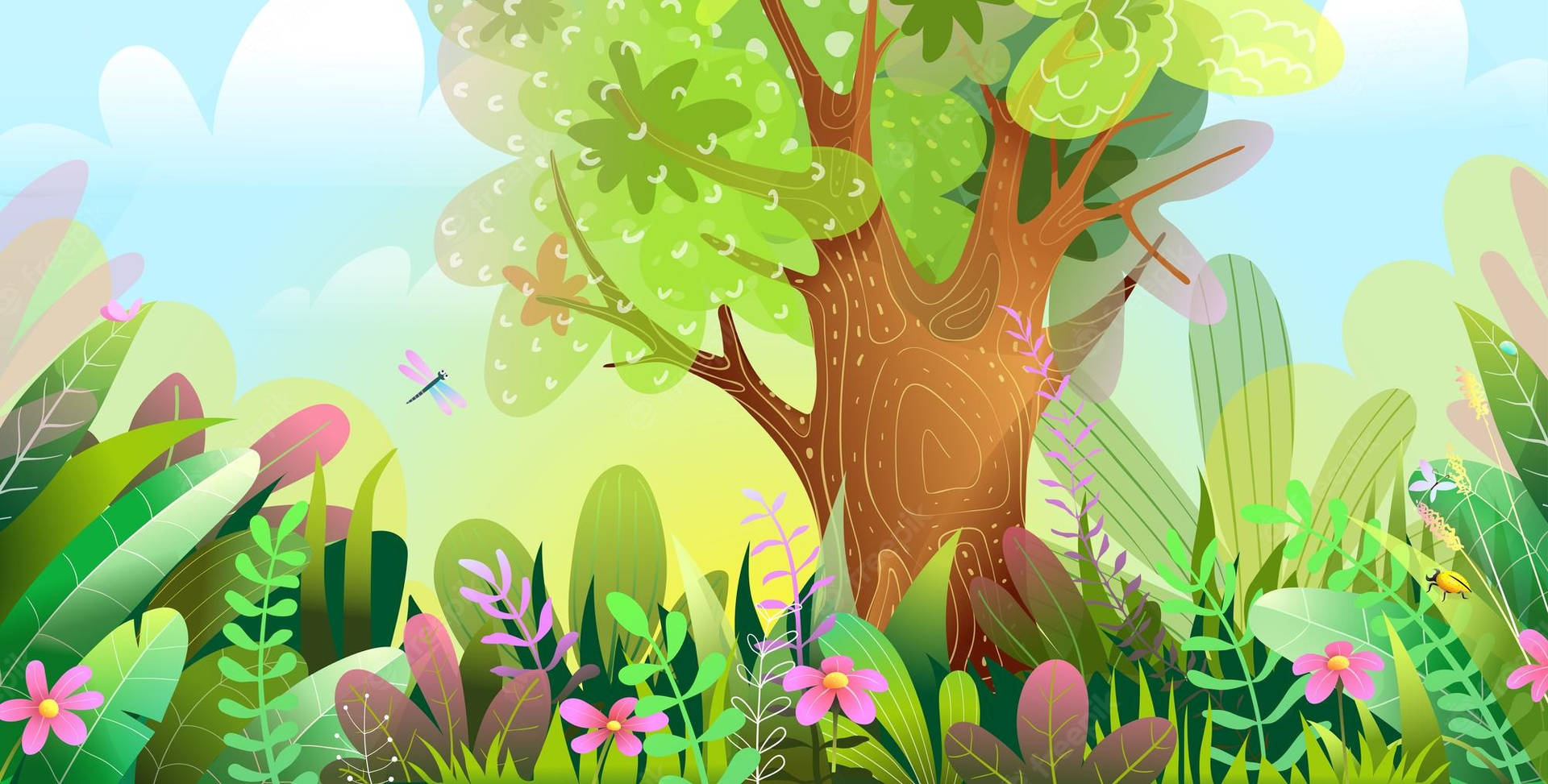 Bright And Cute 2d Enchanted Forest Wallpaper