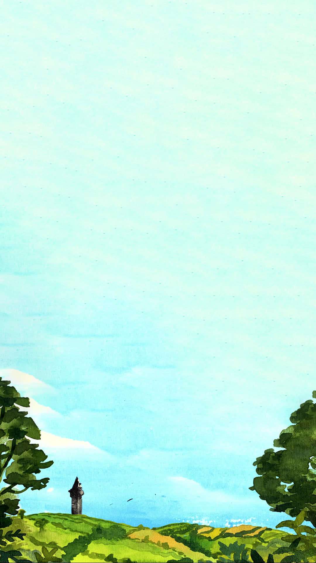 Serene and Bright Anime Sky Wallpaper