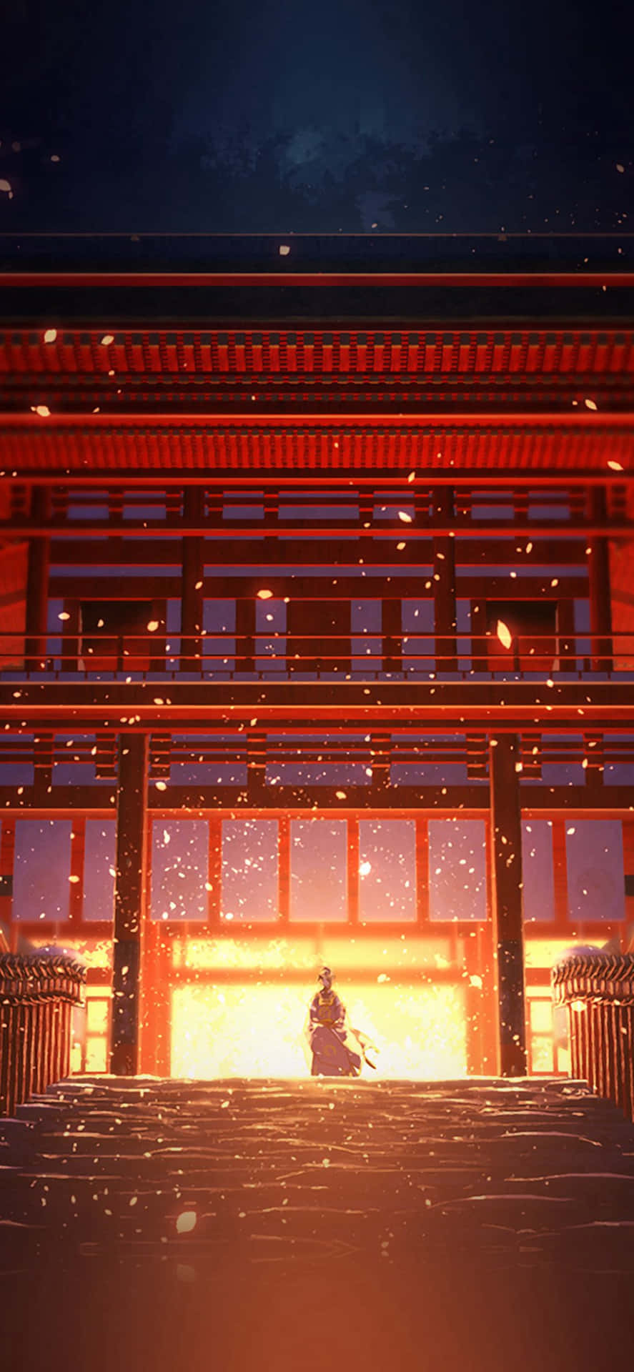 Bright Anime Fire Redness Samurai Wallpaper