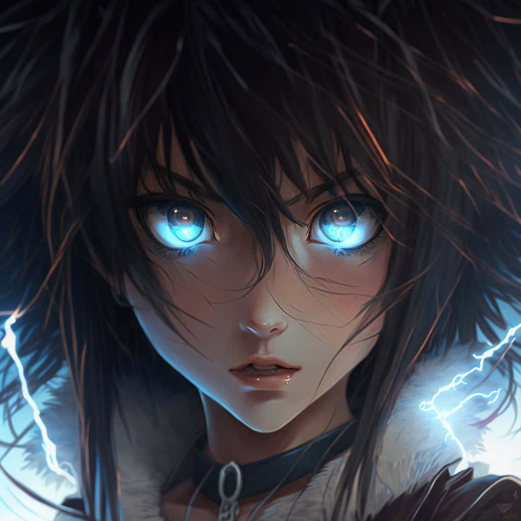Lys Anime Pige Skinnende Blå Øjne Wallpaper