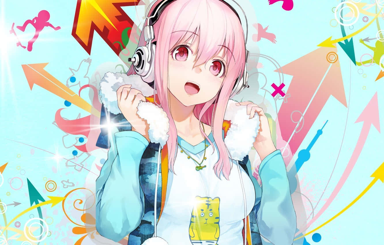 Download Bright Anime Girl Wearing Stylish Wallpaper 