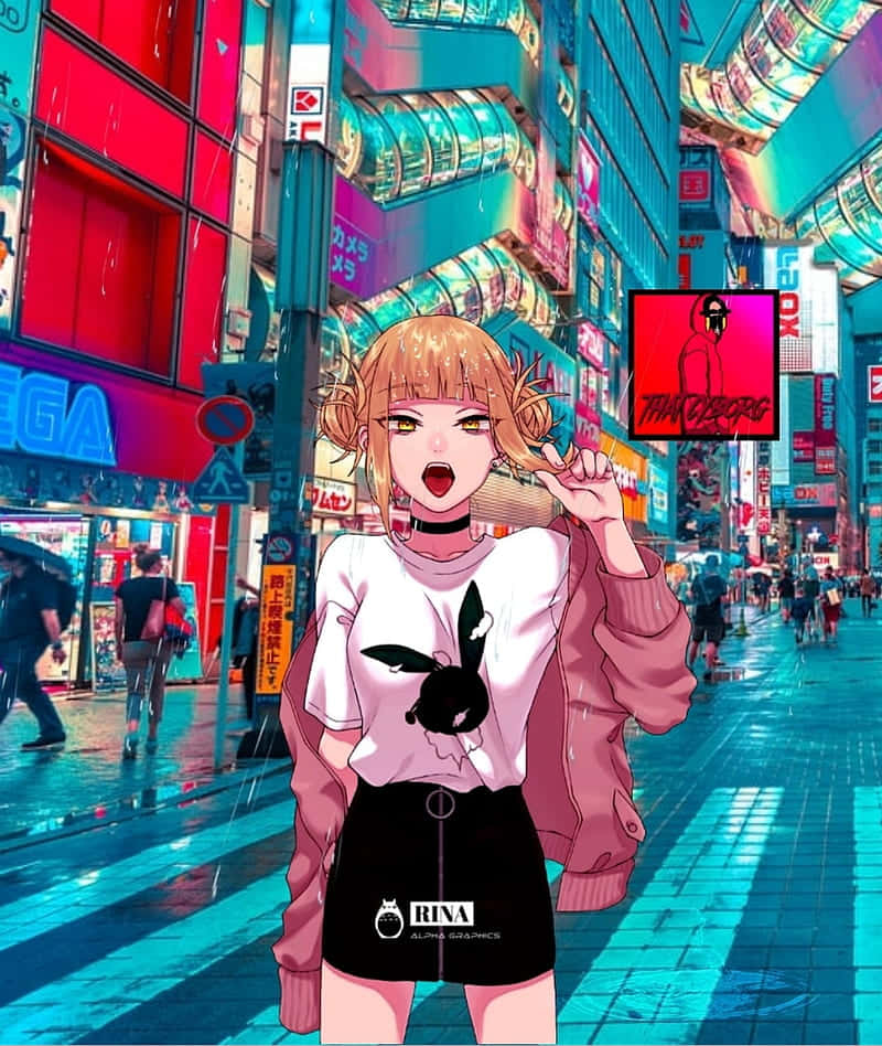 Bright Anime Savage Girl City Wallpaper