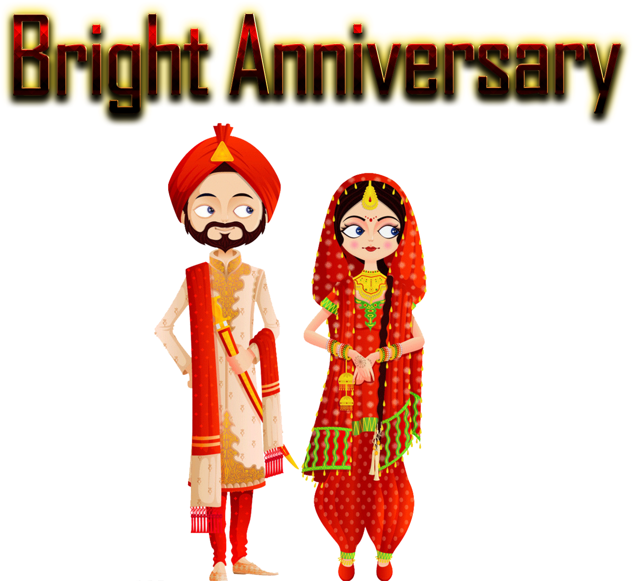 Bright Anniversary_ Couple In Traditional Indian Attire PNG