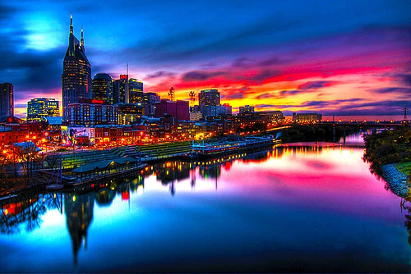 Bright Sunset Background In Nashville