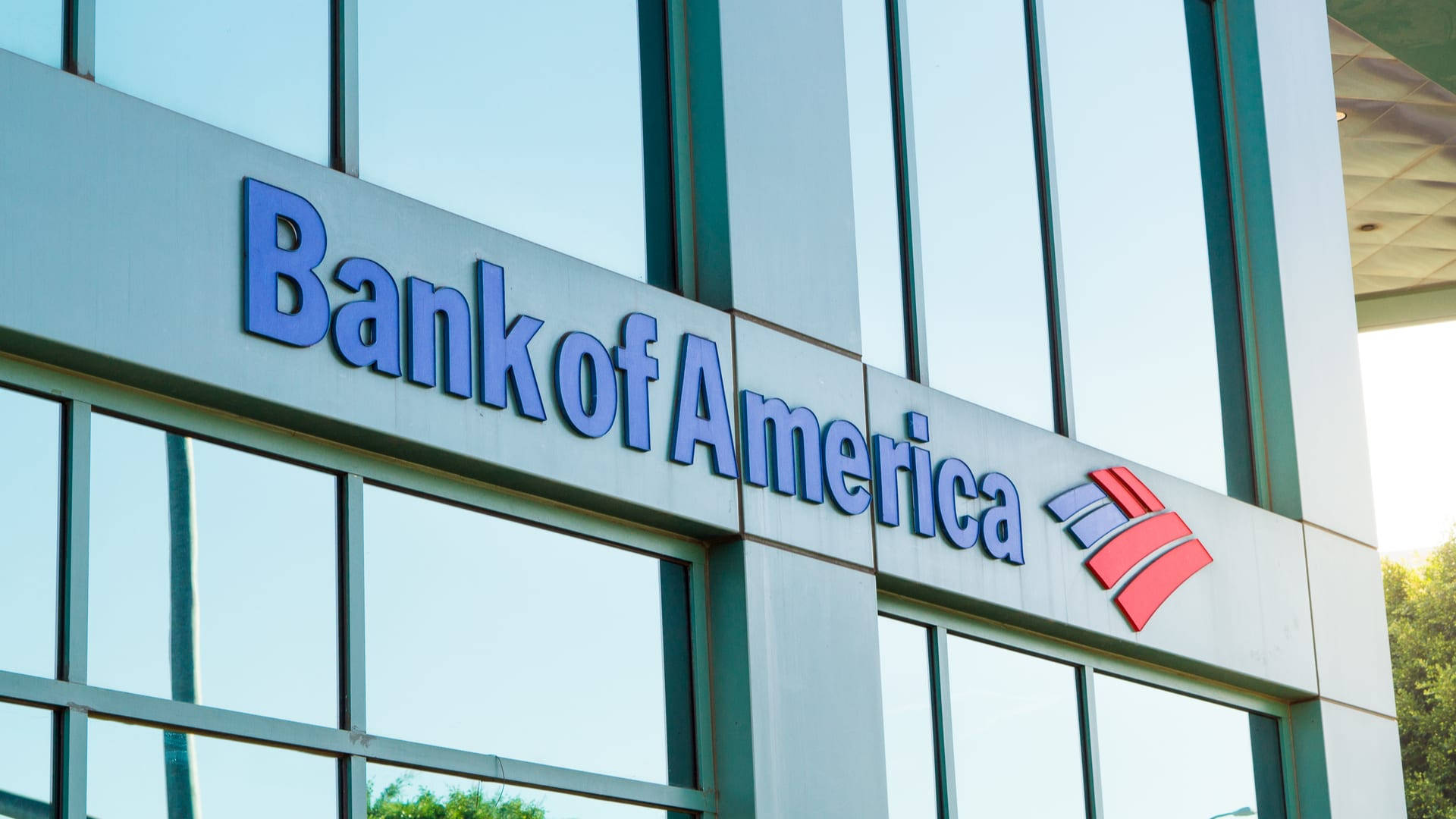 Bright Bank Of America Signage Background