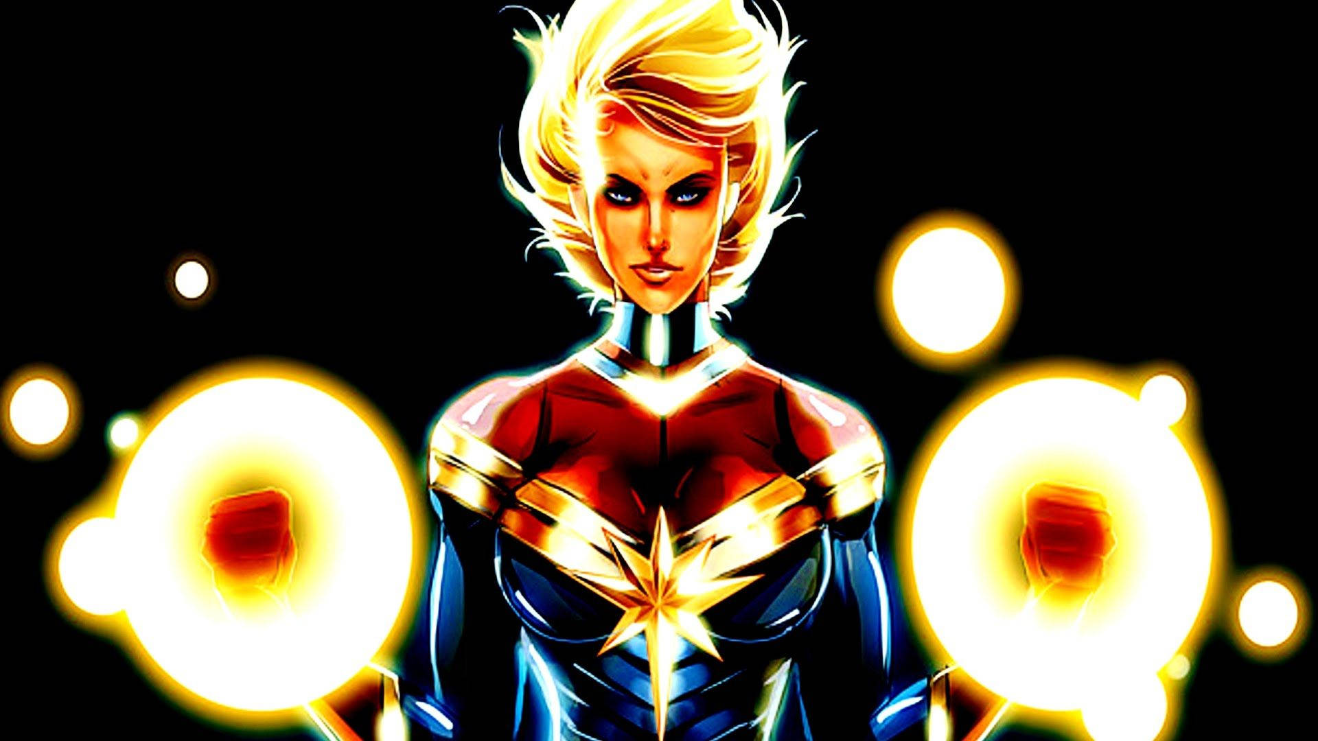 Superhero Captain Marvel showcases her power Wallpaper