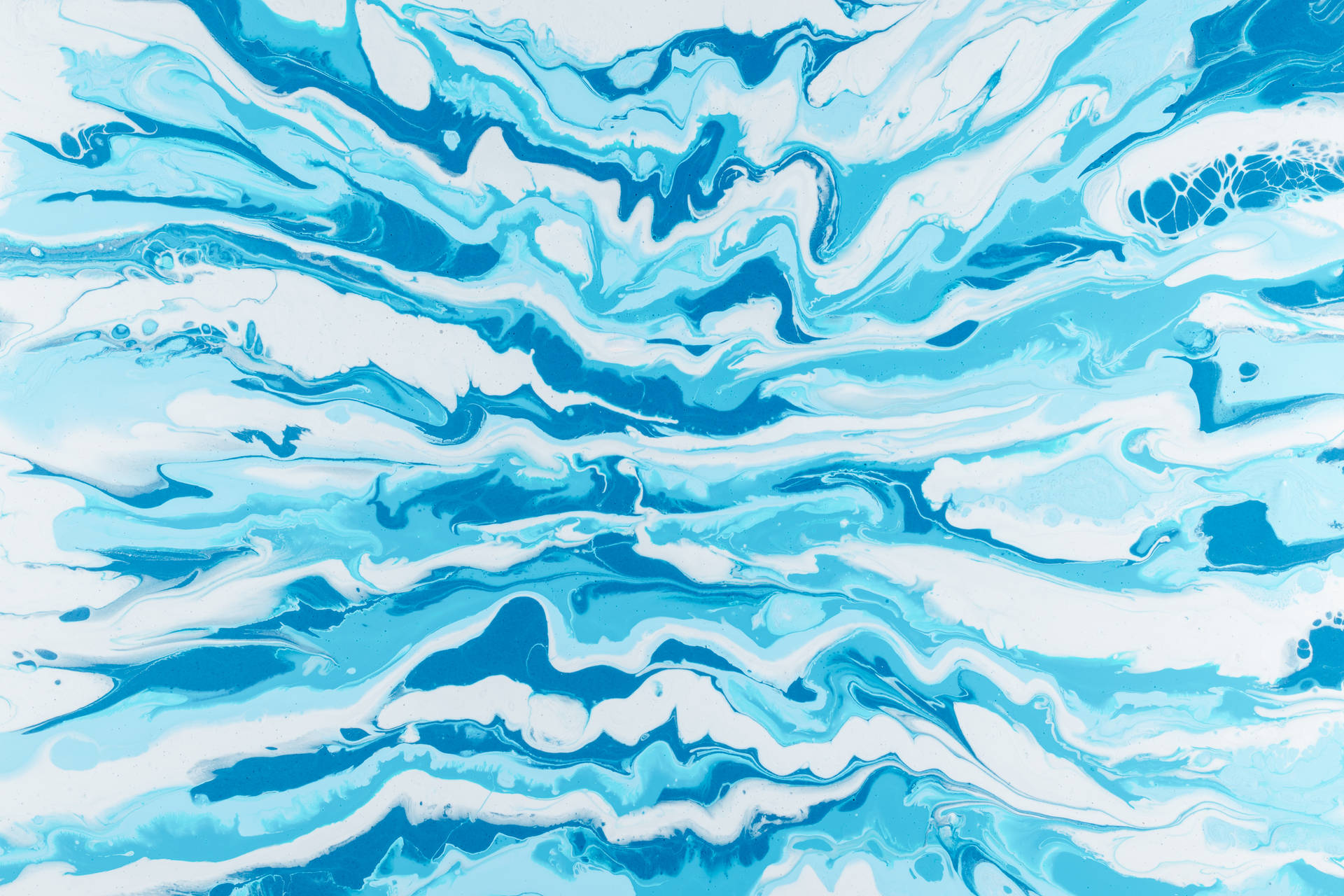 Bright Blue Abstract Paint Waves