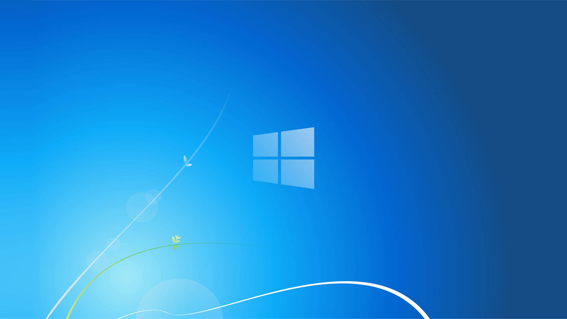 The bright blue interface of Windows 7 Wallpaper