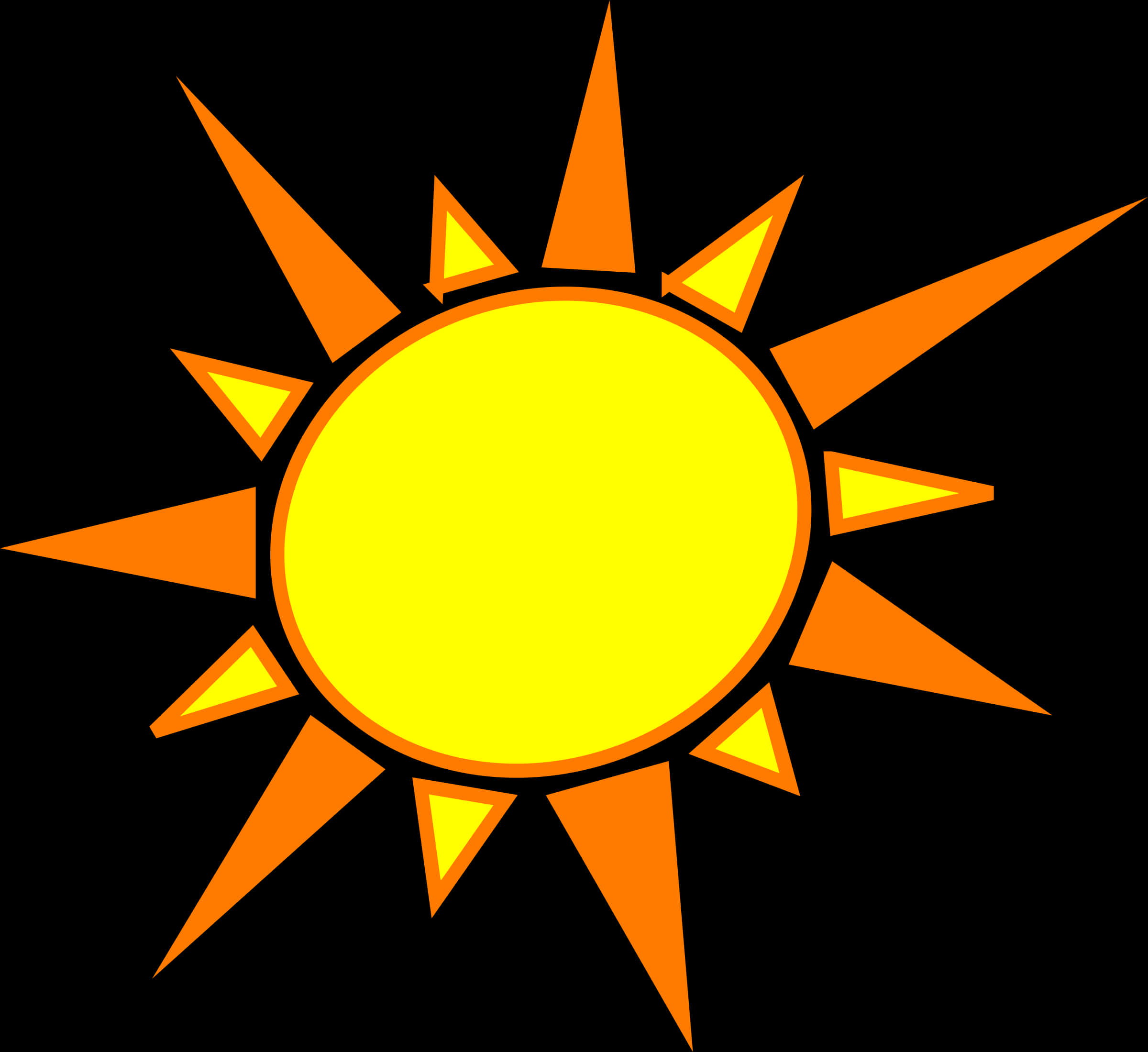 Bright Cartoon Sun Transparent Background PNG