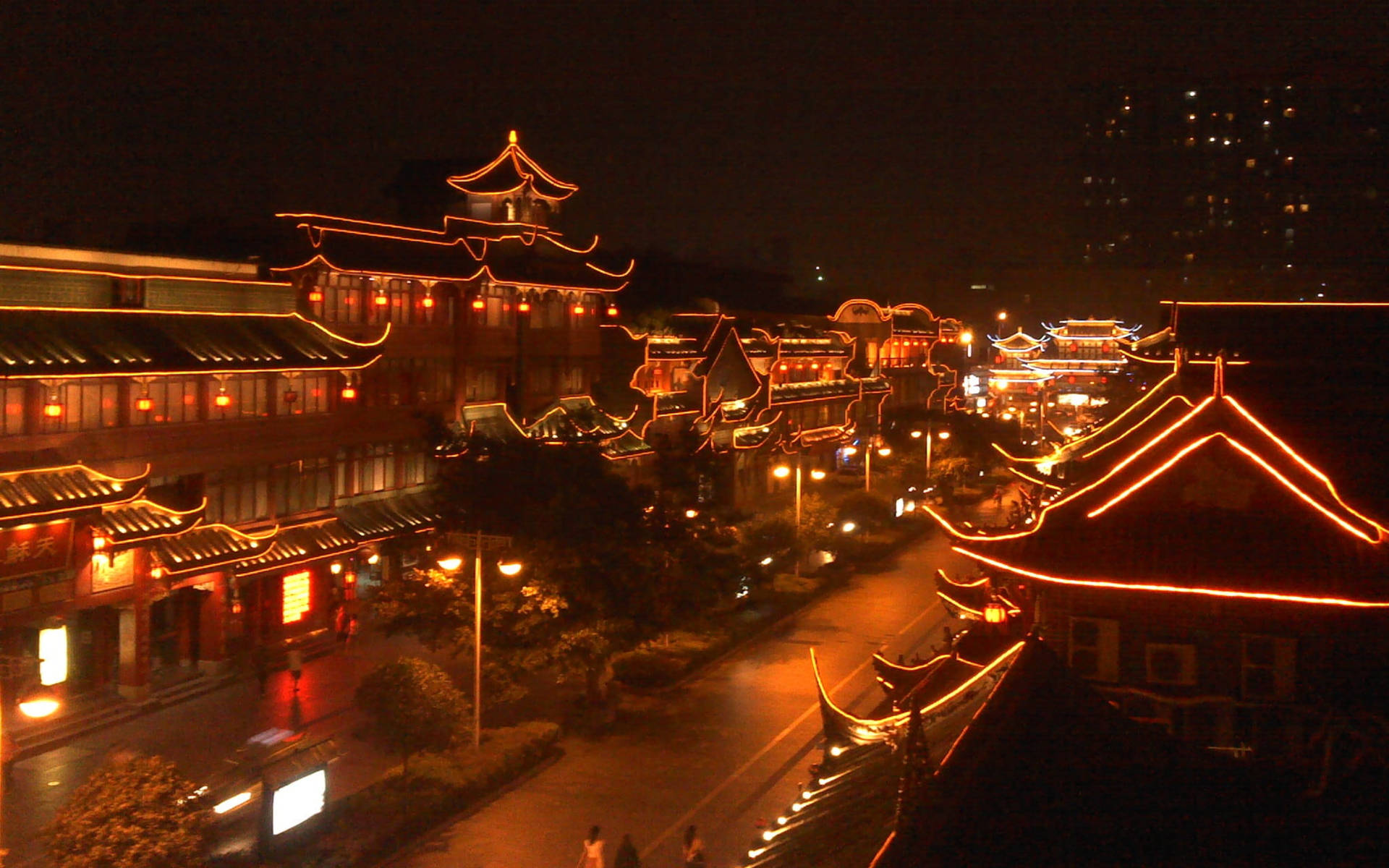 Templi Luminosi Di Chengdu Sfondo