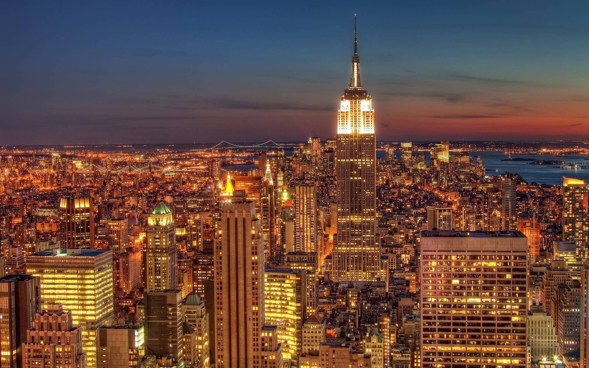 Bright City Light Of New York Skyline Wallpaper
