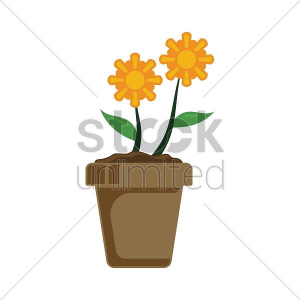 Bright Flowersin Brown Pot Graphic PNG