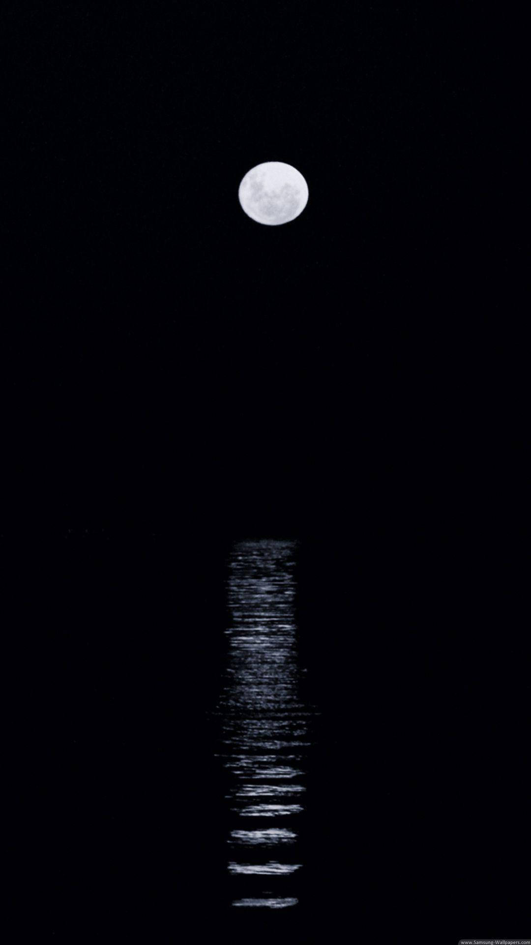Bright Full Moon Dark Screen Wallpaper