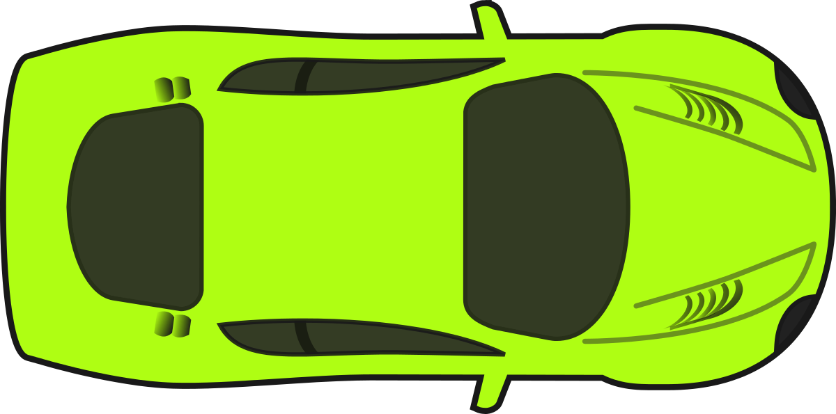Bright Green Car Top View PNG
